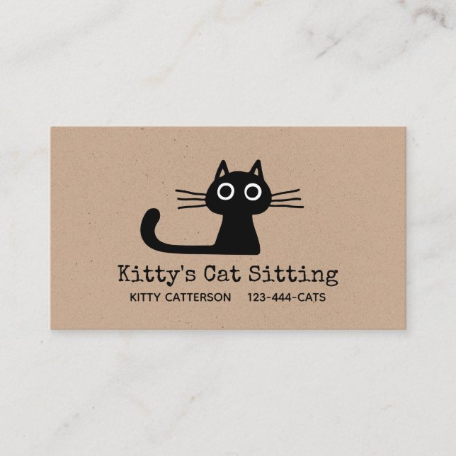 Carte De Visite Chat Kitty Noir mignon | Fun Feline | Animal ironi (Devant)