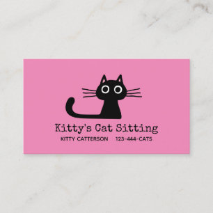 Carte De Visite Chat Kitty noir rose Amoureux des animaux lunati