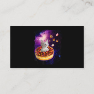 Carte De Visite Chat Mignon à l'Intérieur de Donut Dans l'Espace A
