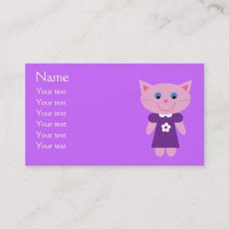 Carte De Visite Chat mignon de bande dessinée dans le lilas