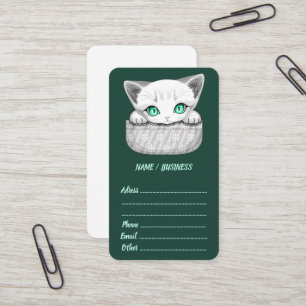 Carte De Visite Chat mignon et joueur sortant d'une poche