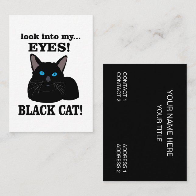 Carte De Visite Chat noir Animaux Services pour animaux de compagn (Devant / Derrière)