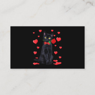 Carte De Visite Chat noir avec Rose Valentines Chemise Saint Valen
