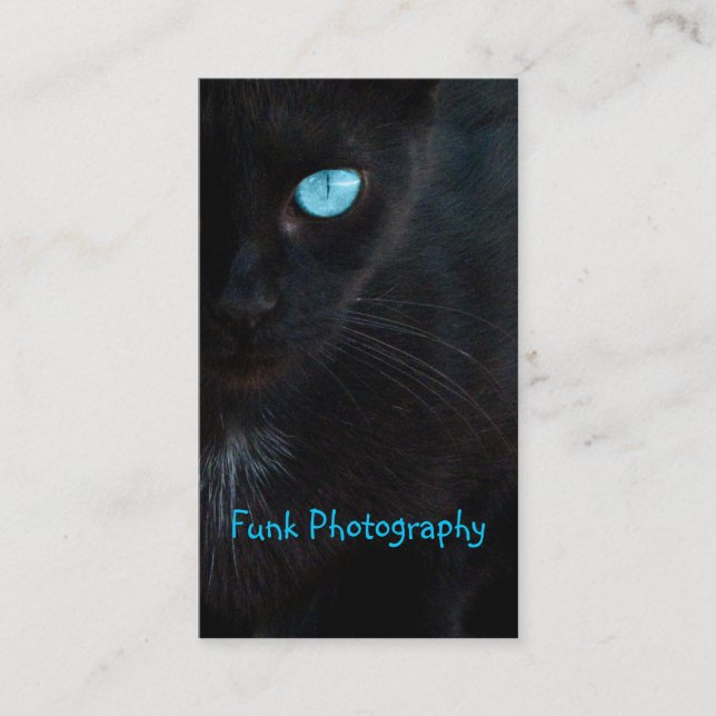 Carte De Visite Chat noir observé par bleu de BLUB (Devant)