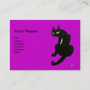 Carte De Visite CHAT NOIR, Papier perle violet violet