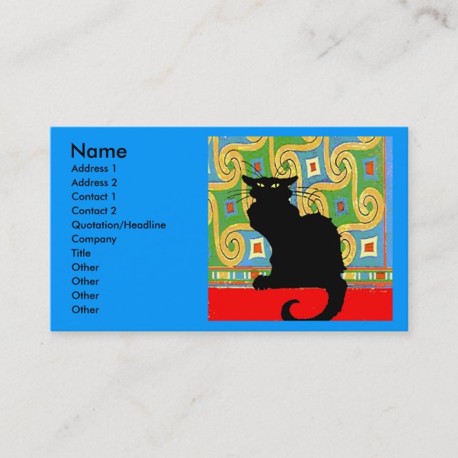 Carte De Visite Chat noir sur Abstrait (Devant)