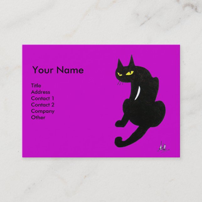 Carte De Visite CHAT NOIR, Violet Violet Fuchsia (Devant)