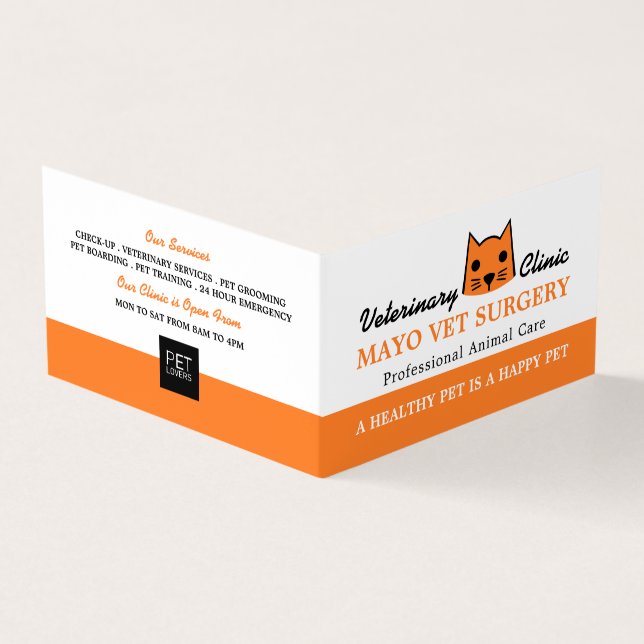 Carte De Visite Chat orange, Vétérinaire, Vétérinaire Détaillé (Extérieur)