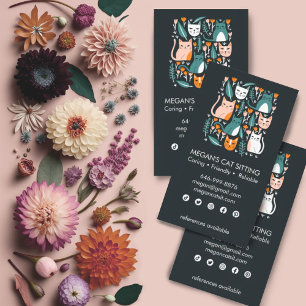 Carte De Visite Chat Sitter Cute Colorée Kittens Chats Vétérinaire