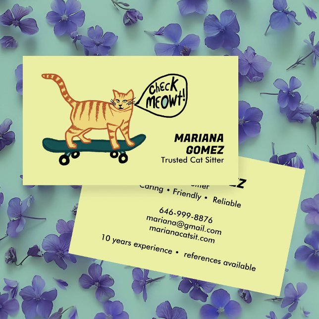 Carte De Visite Chat Sitter mange Check Meowt Kittens Chats Vis (Cat Sitter Cute Check Meowt Kittens Cats Vets Business Card
)