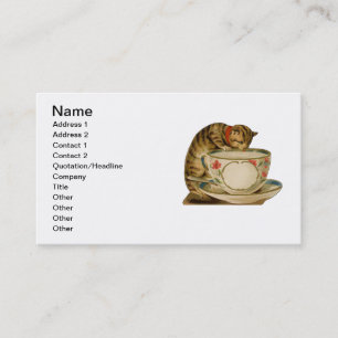 Carte De Visite Chat Tasse à Thé Mignon Vintage Victorien Animal C