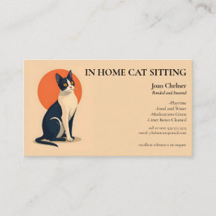 Carte De Visite Chat Tuxedo Garde de Chat Soins de Chat