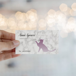 Carte De Visite Chat violet sur marbre - vétérinaire