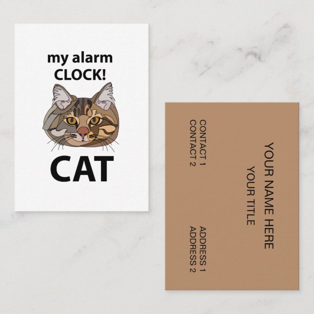 Carte De Visite Chat Visage Mon Réveil Chat Tigre (Devant / Derrière)