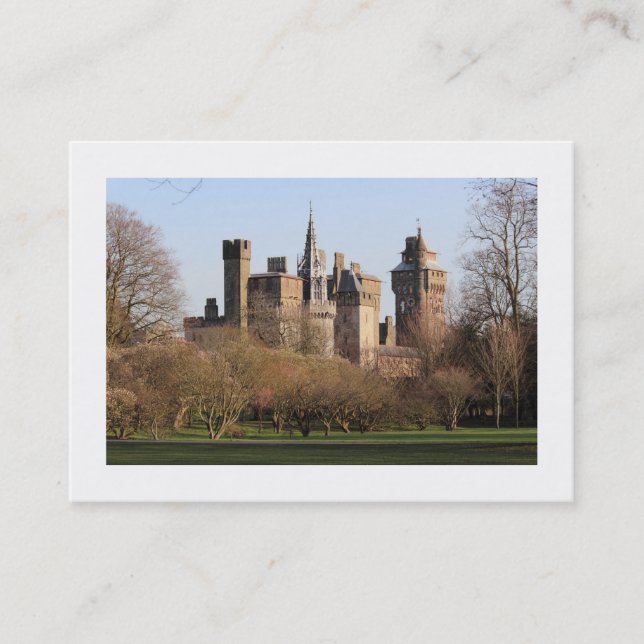 Carte De Visite Château de Cardiff début printemps (bordé) (Devant)