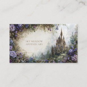 Carte De Visite Château de Conte de Fées Fleurs Violettes Bleues M