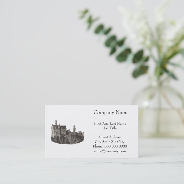 Carte De Visite Château de Neuschwanstein Art historique noir et b (Debout devant)