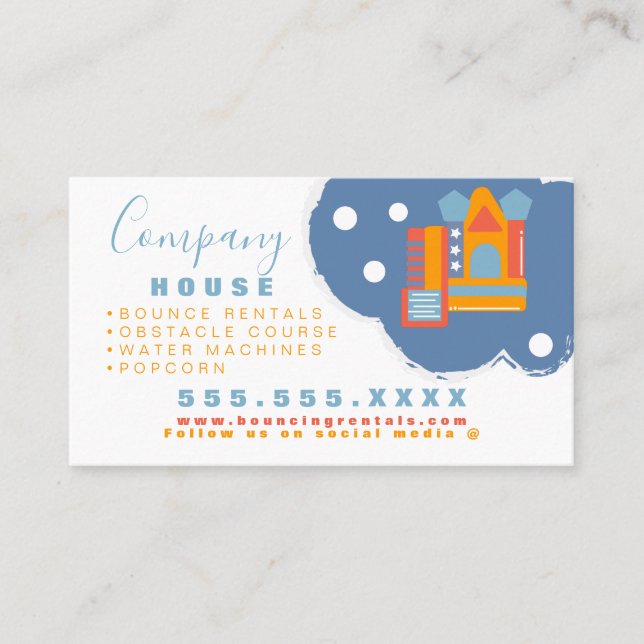 Carte De Visite Chateau gonflable Jump House Bounce Party Rentatio (Devant)