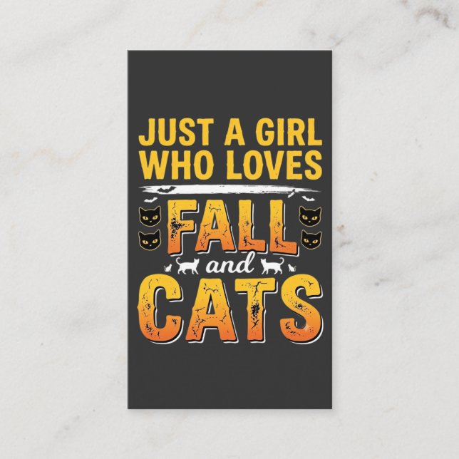 Carte De Visite Chats d'automne Fille Design Halloween_1 (Devant)