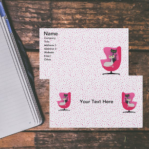 Carte De Visite Chats élégants dans fauteuil rose milieu du siècle