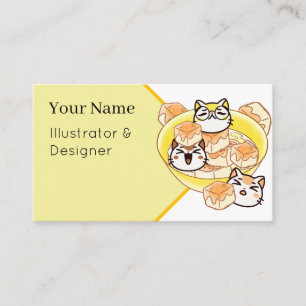 Carte De Visite Chats mignons Kawaii et bol de tofu