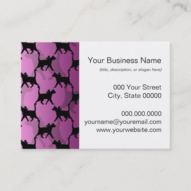 Carte De Visite Chats noirs sur rose (Devant)