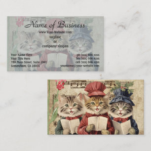 Carte De Visite Chats qui chantent des chants de Noël,Chœur de Noë