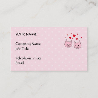 Carte De Visite Chats roses avec des coeurs d'amour