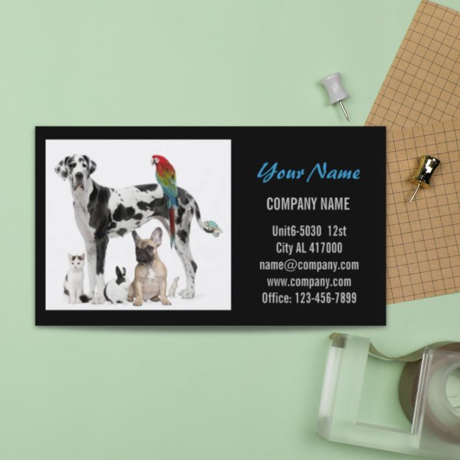 Carte De Visite Chatte chien chat animal sitter animal toiletteur (Cute dog cat pet sitter animal sitter pet groomer business card)