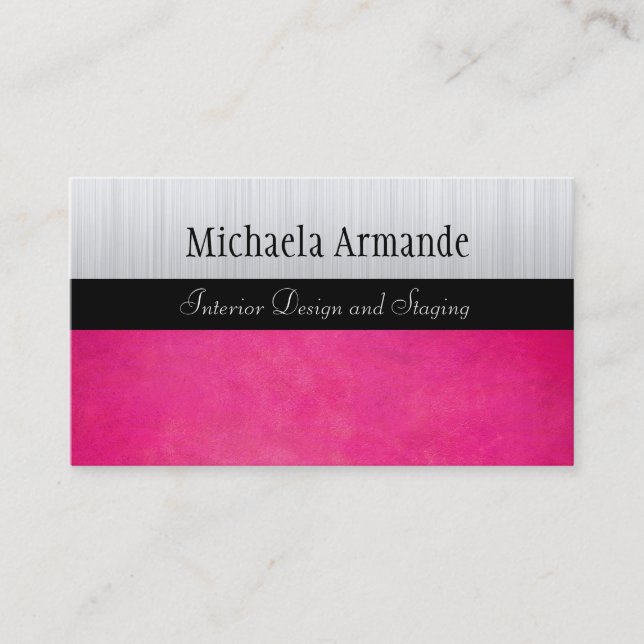 Carte De Visite Chaud rose Argent Classic Sophisticated Business (Devant)