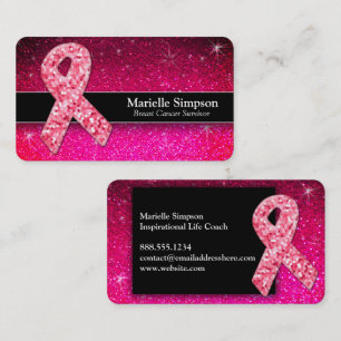 Carte De Visite Chaud rose Parties scintillant Cancer du sein Surv