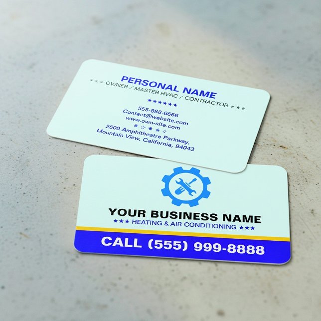 Carte De Visite Chauffage Climatisation Entreprise | Logo Moderne (Heating cooling company cards)