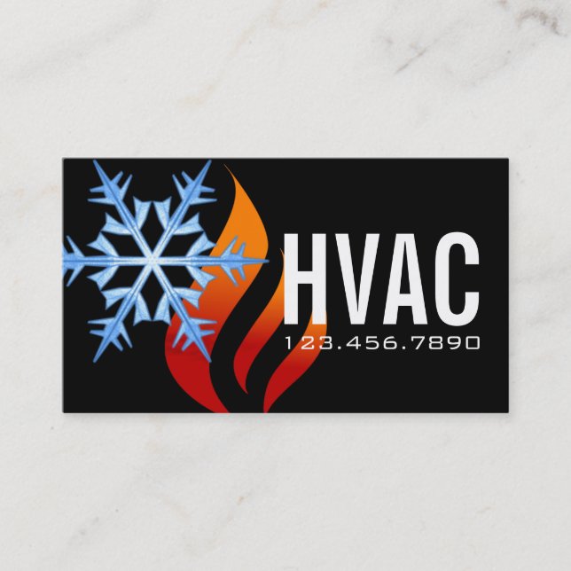 Carte De Visite Chauffage et refroidissement, Climatisation HVAC (Devant)