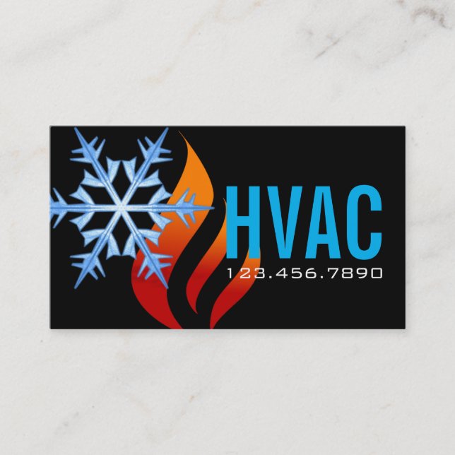 Carte De Visite Chauffage et refroidissement, Climatisation HVAC (Devant)