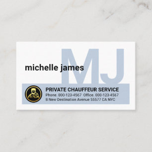 Carte De Visite Chauffeur avec monogramme de votre nom