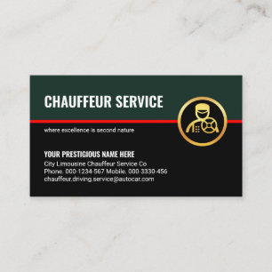 Carte De Visite Chauffeur Conducteur Ligne Rouge Rétro Élégant