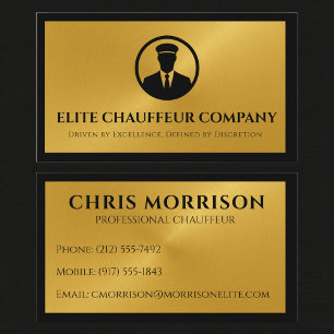 Carte De Visite Chauffeur Conducteur Métal Noir Or
