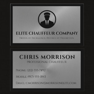 Carte De Visite Chauffeur Conducteur Noir Métallisé Argent