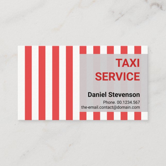 Carte De Visite Chauffeur de cabine de taxi Red Grey DC (Devant)