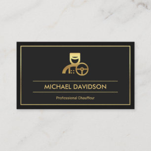 Carte De Visite Chauffeur de cadre doré double gris professionnel
