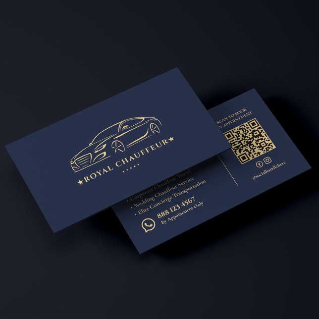 Carte De Visite Chauffeur de direction VIP Chauffeur privé Dark Na (Executive Chauffeur VIP Private Driver Dark Navy Business Card
)