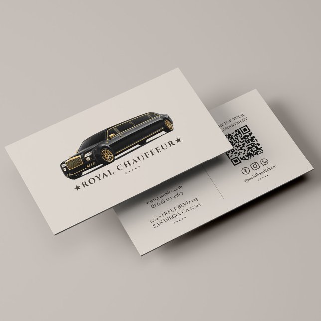 Carte De Visite Chauffeur de Limo Élégant et Professionnel Sable (Elegant Professional Executive Limo Chauffeur Sand Business Card
)
