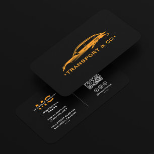 Carte De Visite Chauffeur de location de voiture noir orange