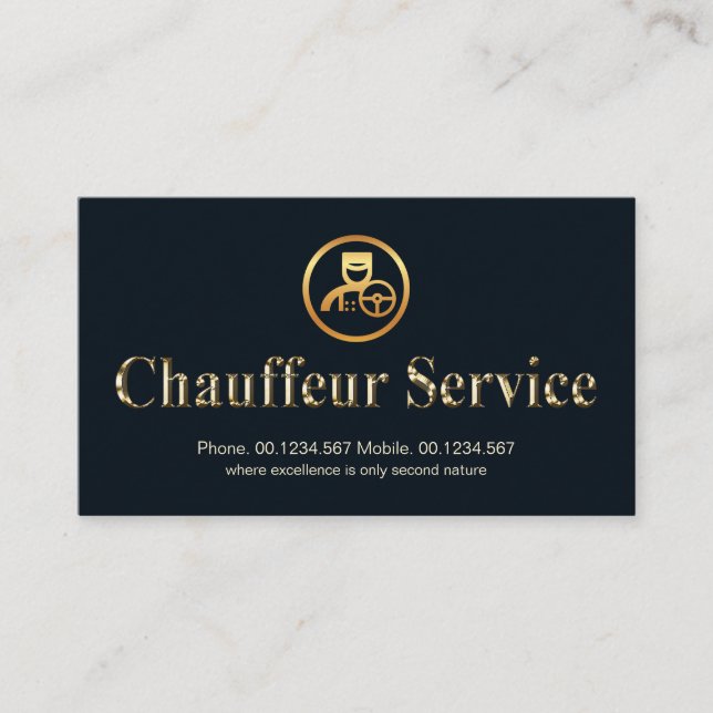 Carte De Visite Chauffeur de service en or métallique (Devant)
