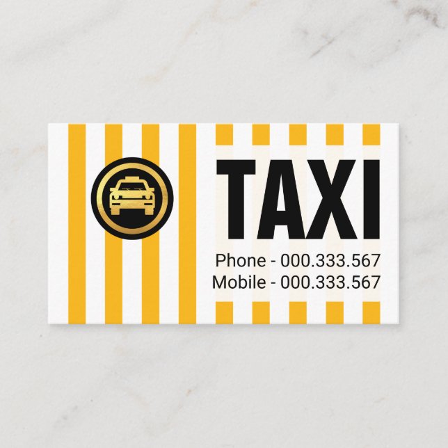 Carte De Visite Chauffeur de taxi à rayures jaunes (Devant)