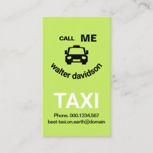 Carte De Visite Chauffeur de taxi face vert souriant