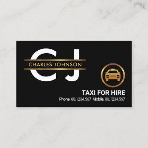 Carte De Visite Chauffeur de taxi frontalier Monogram Gold Placard