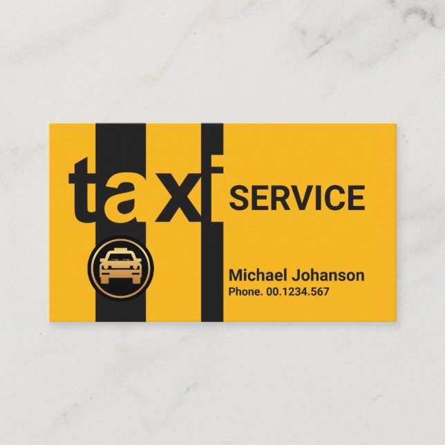 Carte De Visite Chauffeur de taxi jaune brillant (Devant)