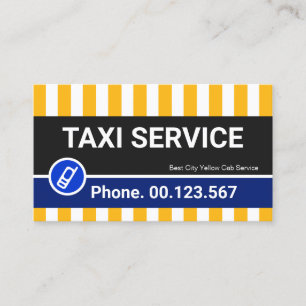 Carte De Visite Chauffeur de taxi jaune brillant et élégant