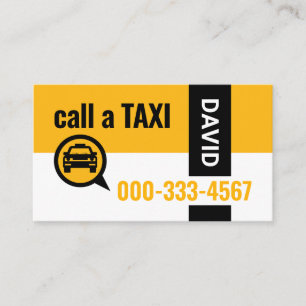 Carte De Visite Chauffeur de Taxi Jaune Élégant
